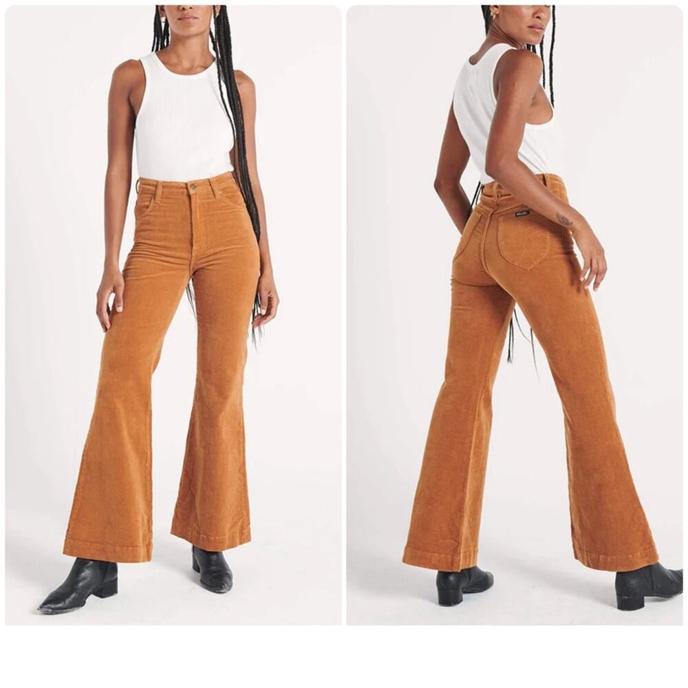 NEW Rolla's EastCoast Flare Tan High Rise Corduroy Pants Womens 29